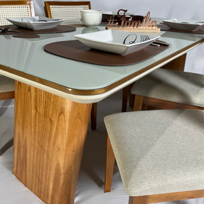 Conjunto Mesa Mg Decore com 6 Cadeira Estrela em Rattan