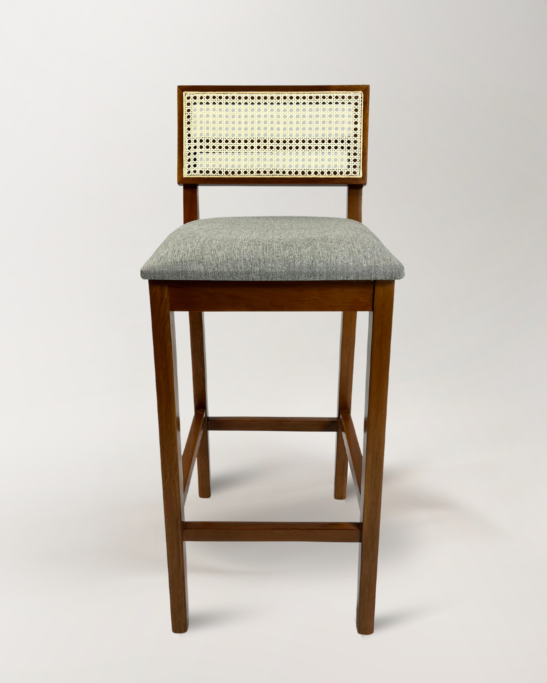 Banqueta Paris em Madeira Maciça e Rattan – Elegância e Conforto | 1m Altura