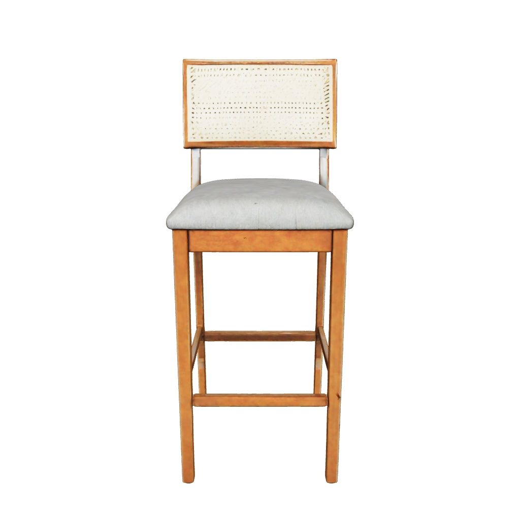Banqueta Paris em Madeira Maciça e Rattan – Elegância e Conforto | 1m Altura