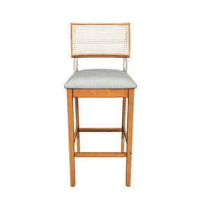 Banqueta Paris em Madeira Maciça e Rattan – Elegância e Conforto | 1m Altura