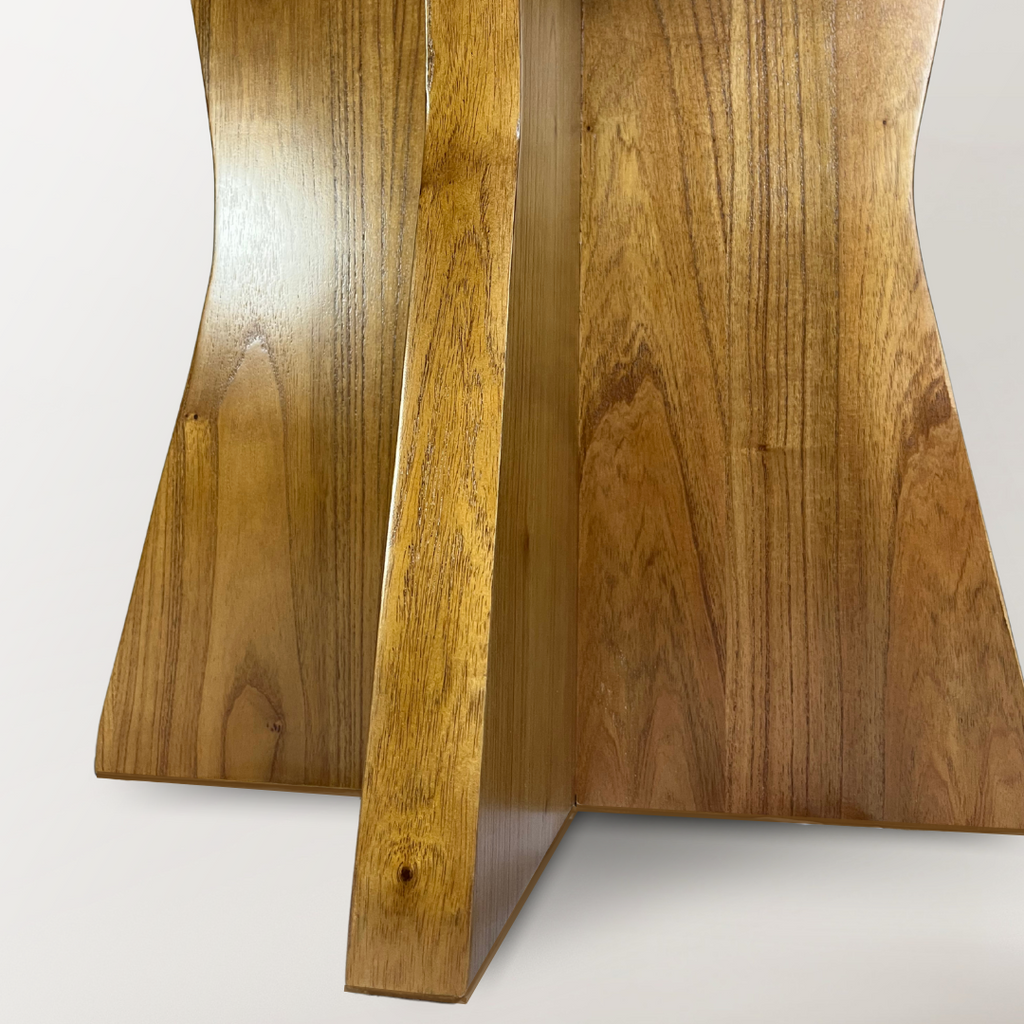 Mesa Isa redonda- Base laminada e tampo com MDF e vidro