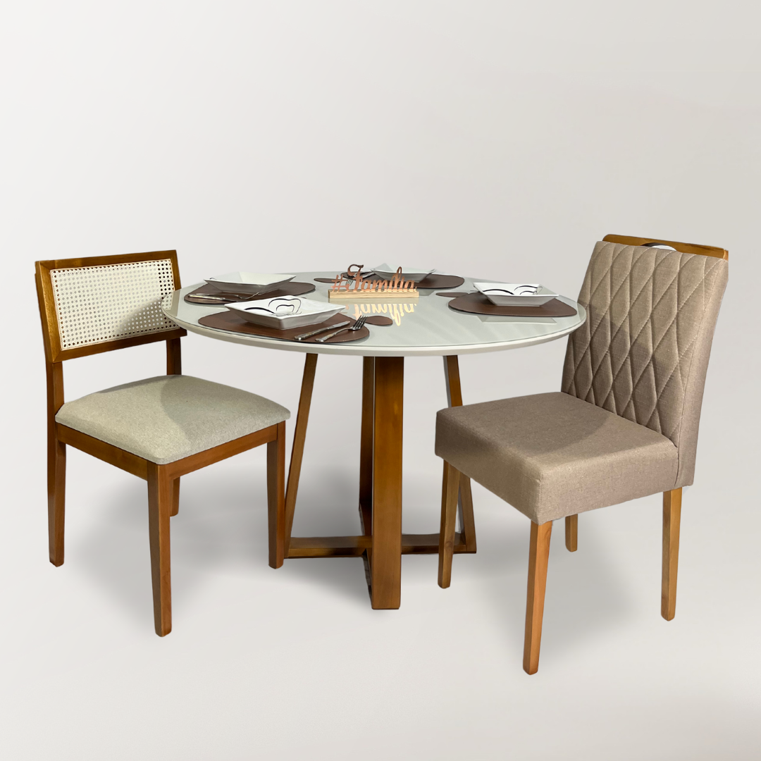 Conjunto Mesa Roma redonda e 4 Cadeiras